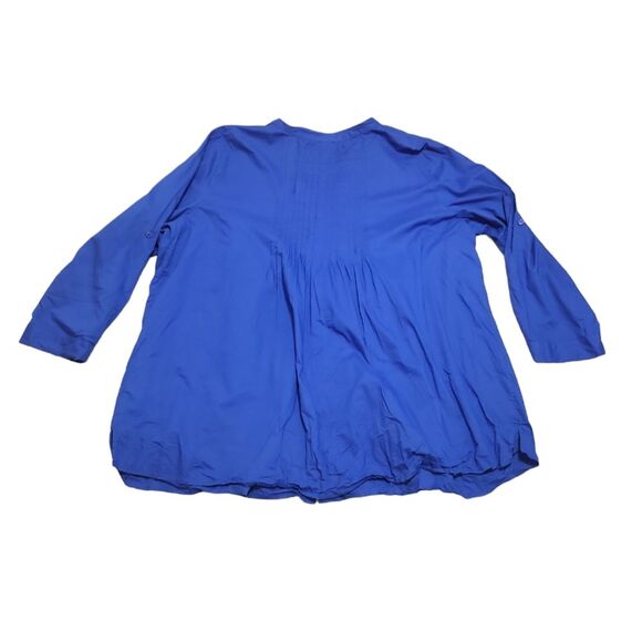 Woman Within Women's blue perfect pintucket tunic size 4x roll tab sleeve plus - Picture 3 of 10